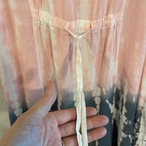 Daisy Island Wonens Swing Dress XL Pink & Grey Tie Dye Floral Embroidered Boho - Picture 6 of 13